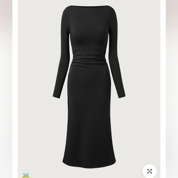 OGL Dresses & Skirts - OGL Eco-Mousse® Thermal Boatneck Ruched Sides Brami Midi Dress